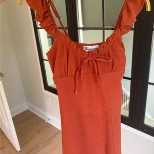 No Boundaries Women's Ruffled Rust Mini Dress